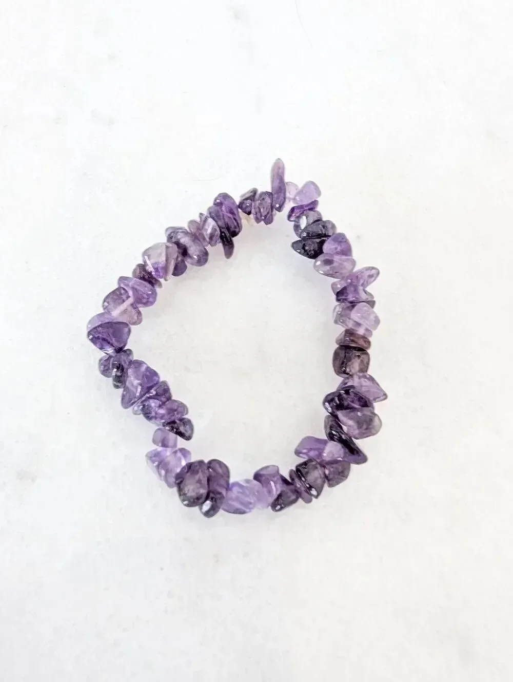 Amethyst Crystal Chip Beaded Stretch Bracelet